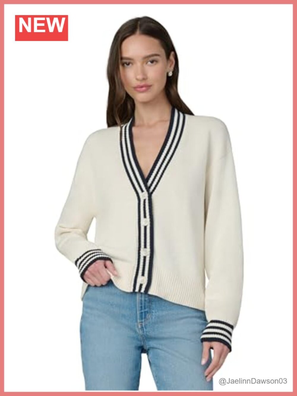 100% Cotton Mid-Gauge Knit V-Neck Button Cardigan Sweater